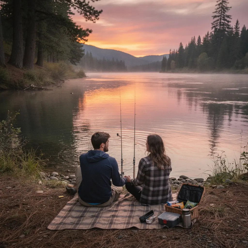 Крупный план рыболовного снаряжения, включая крючки и приманки.