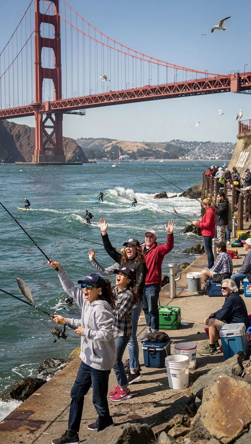 Удочка, закинутая в спокойные воды озера на фоне живописного пейзажа.