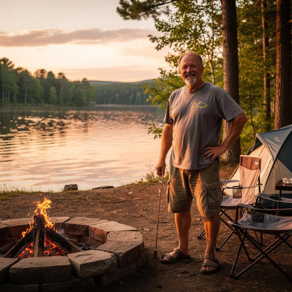 Красивый закат над рекой, где проходят рыболовные экспедиции.